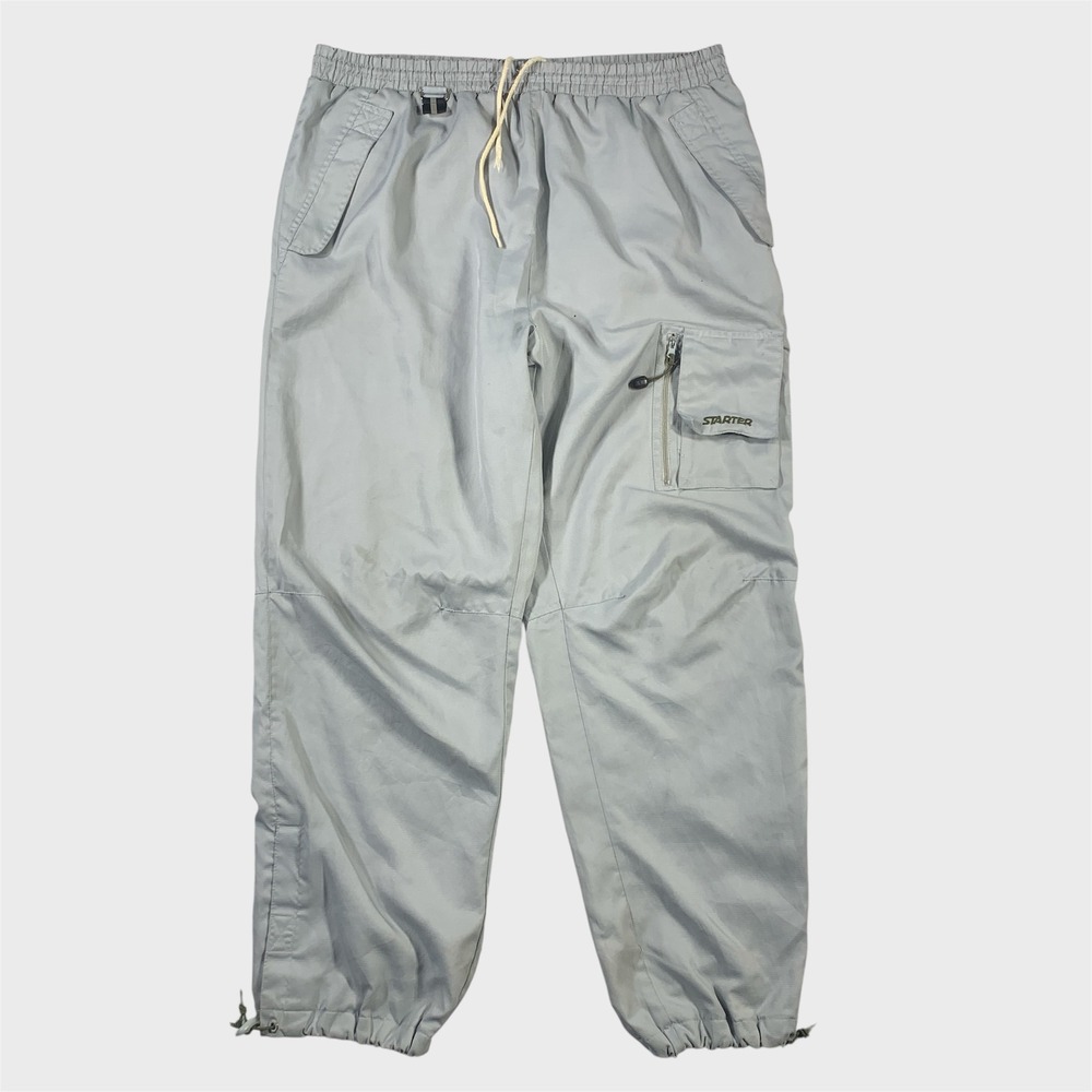 Vintage Starter Cargo Pants Mens Medium Gray Baggy Y2K Utility Mesh Streetwear